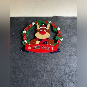 MLB FOREVER RED SOX CHRISTMAS REINDEER WREATH